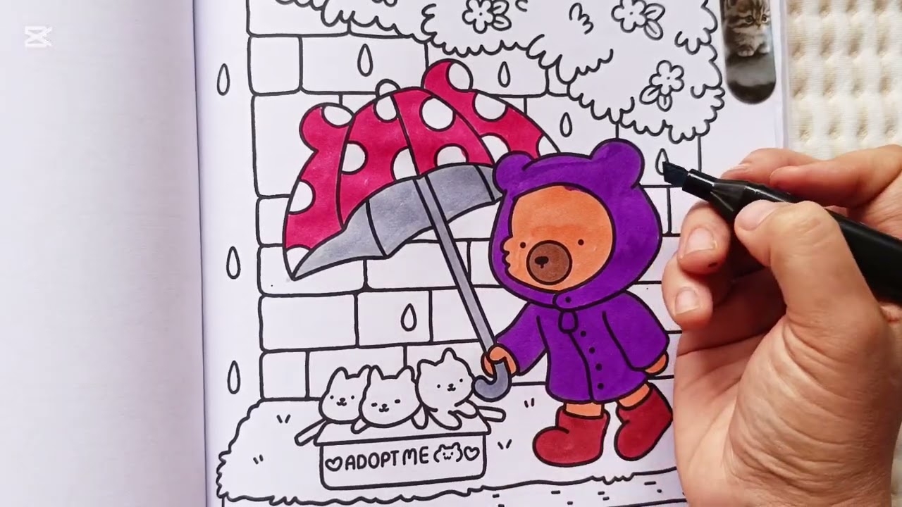 🐻🐱 Little Bear Helping Kittens | Coloring Shorts