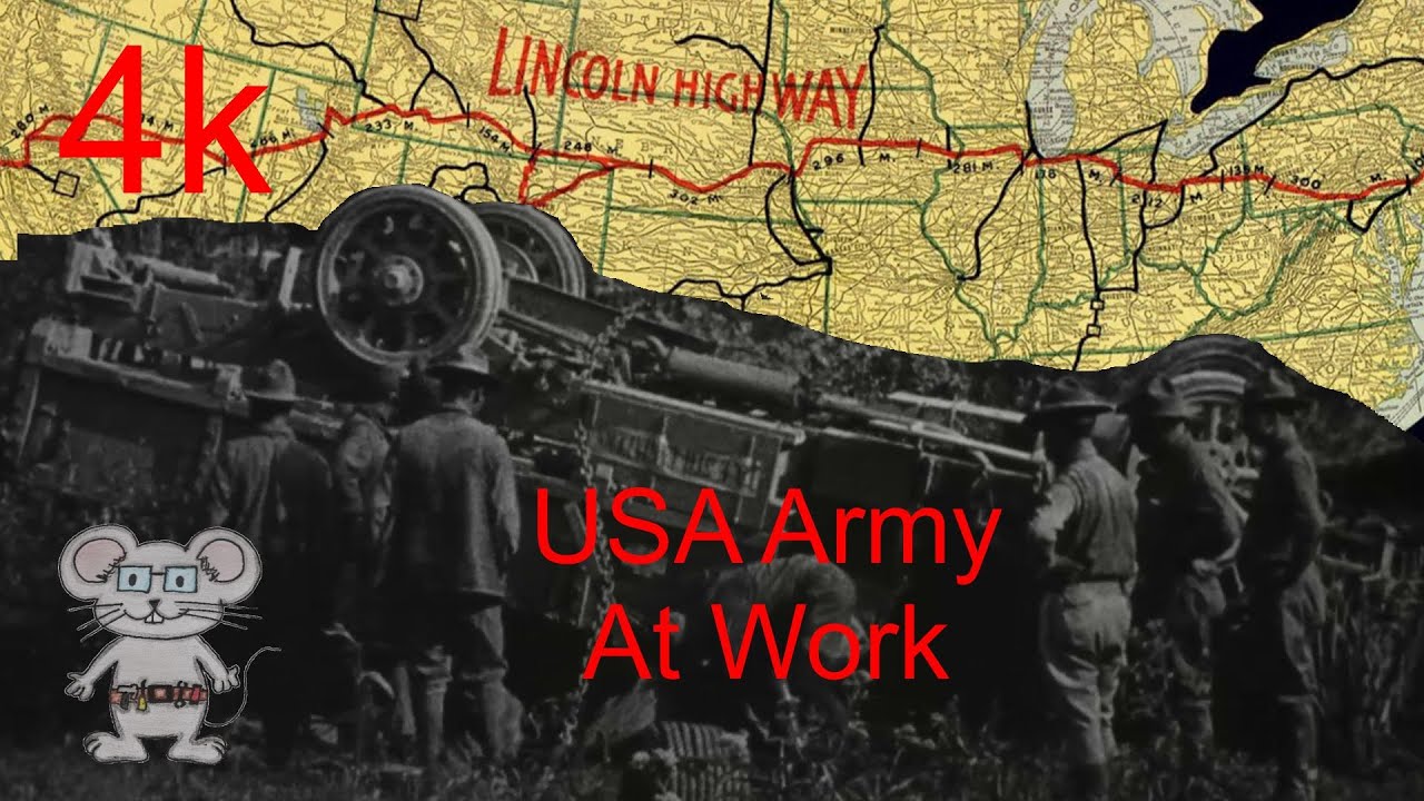 USA Army convoy July 1919 D C  to California over Lincoln Highway in 8K