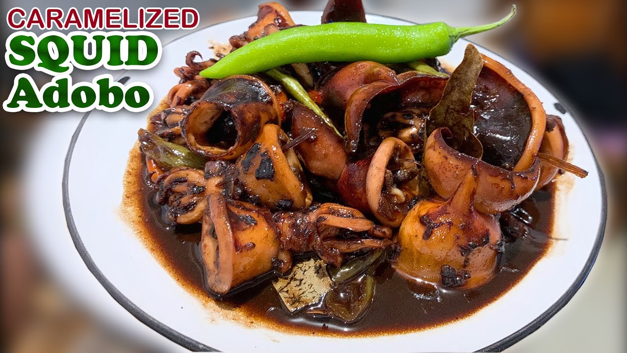 CARAMELIZED Adobong Pusit with PineApple Juice