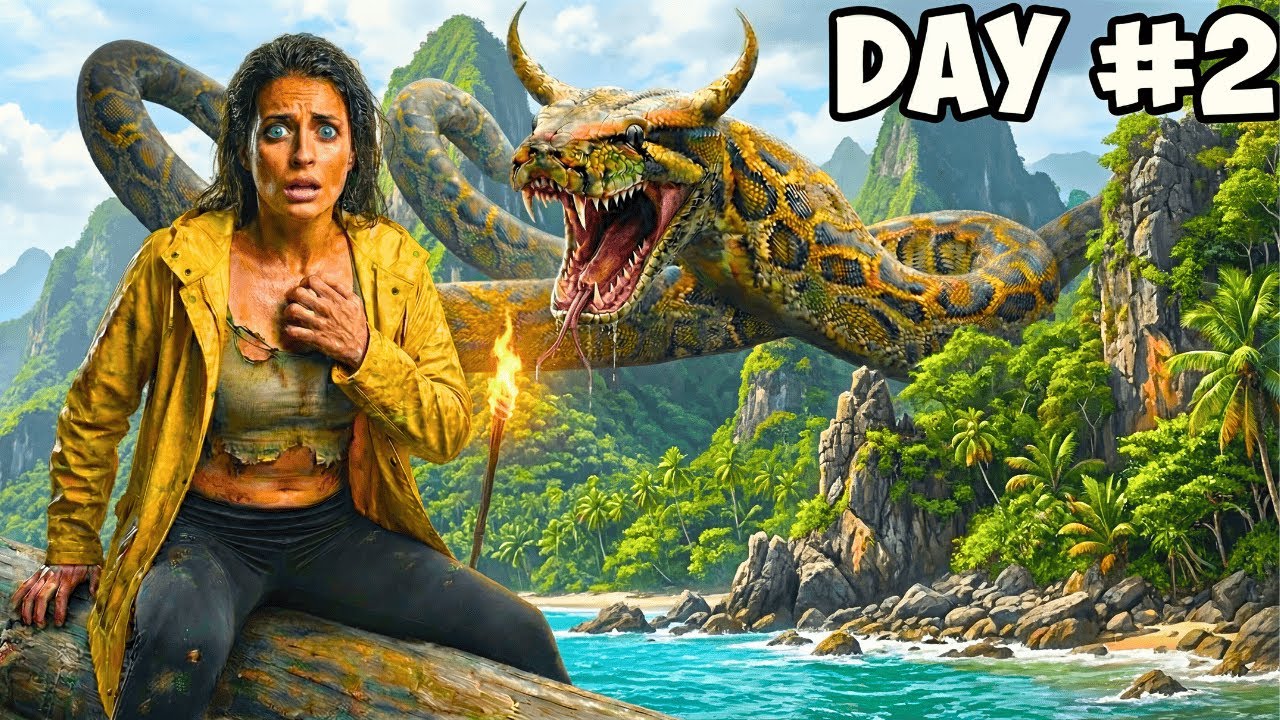 DAY #2 &ndash; A Girl Survives Alone | Night Chase: Giant Horned Python Hunts Her Through the Jungle
