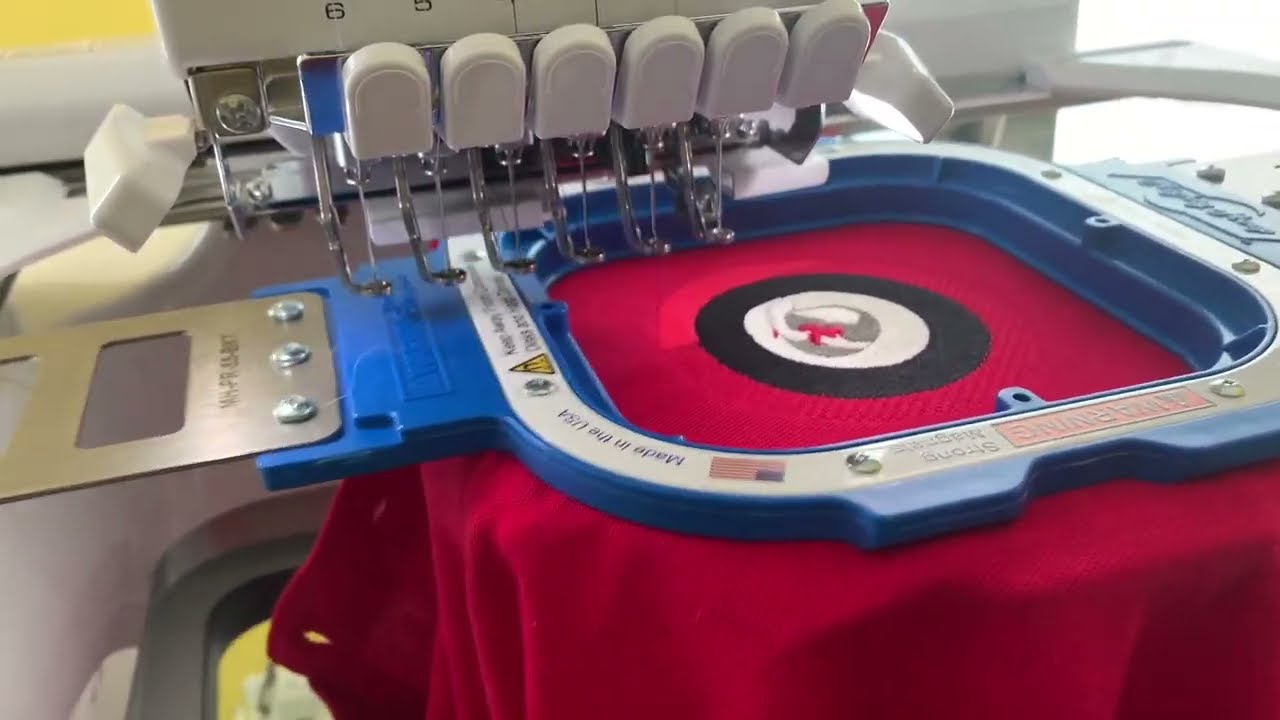 Embroidering a Logo on a shirt using diff. Weight Thread (40wt & 60wt). Embroidering for Beginners!