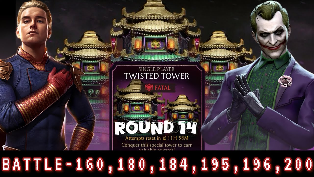 The Joker Fatal Tower Vs Homelander Boss Matches (200 & 160, 180) Gameplay | Mortal Kombat Mobile 