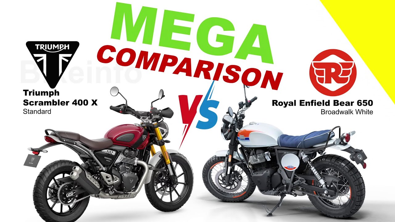 Triumph Scrambler 400 X vs Royal Enfield Bear 650 | MEGA COMPARISON @bikeinfo-199 #bikecompare