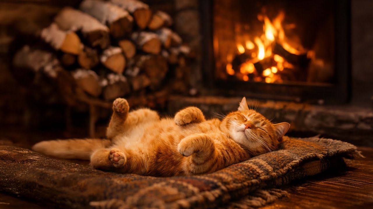 ✨ El Ronroneo del Fuego 🔥🐈 - Gato y Chimenea para Dormir Profundamente 💤 ASMR