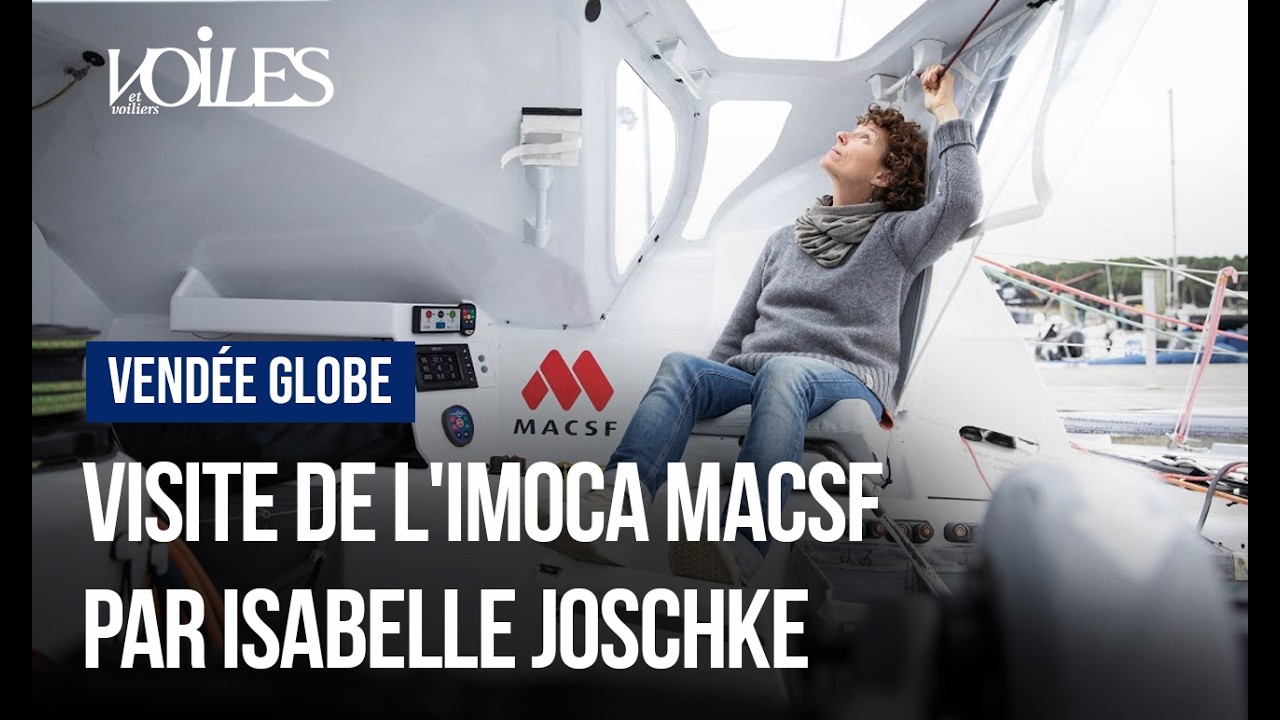 Vend&eacute;e Globe. Visite de l'Imoca MACSF d'Isabelle Joschke, pionnier des plans VPLP/Verdier