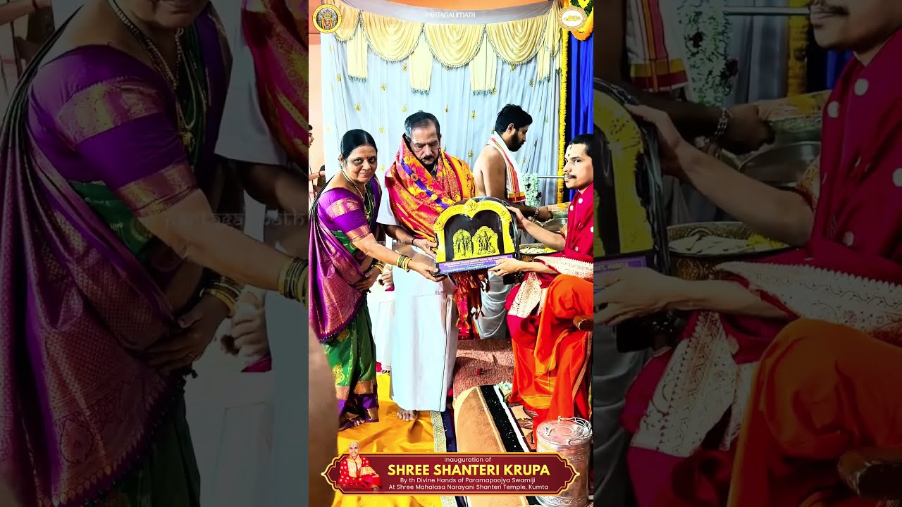 Glimpse of Honoring Donor during the inauguration of new building at Mahalasa Narayani Temple, Kumta