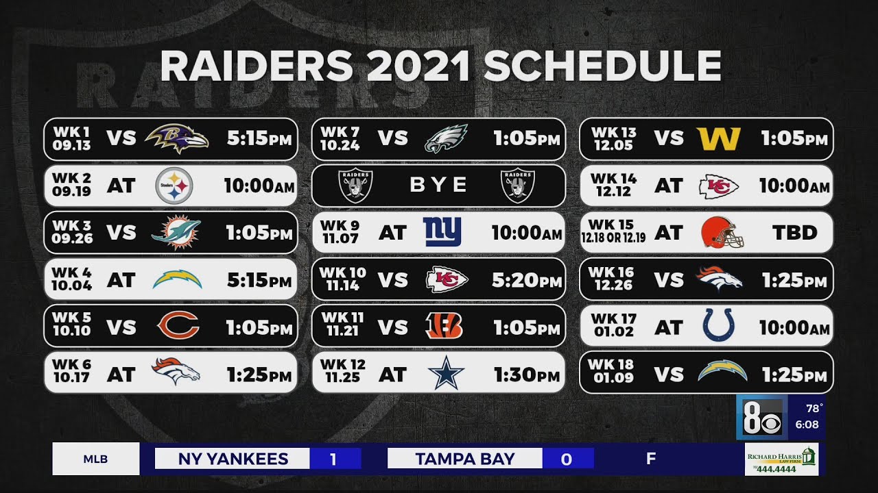 Raiders 2021 Schedule