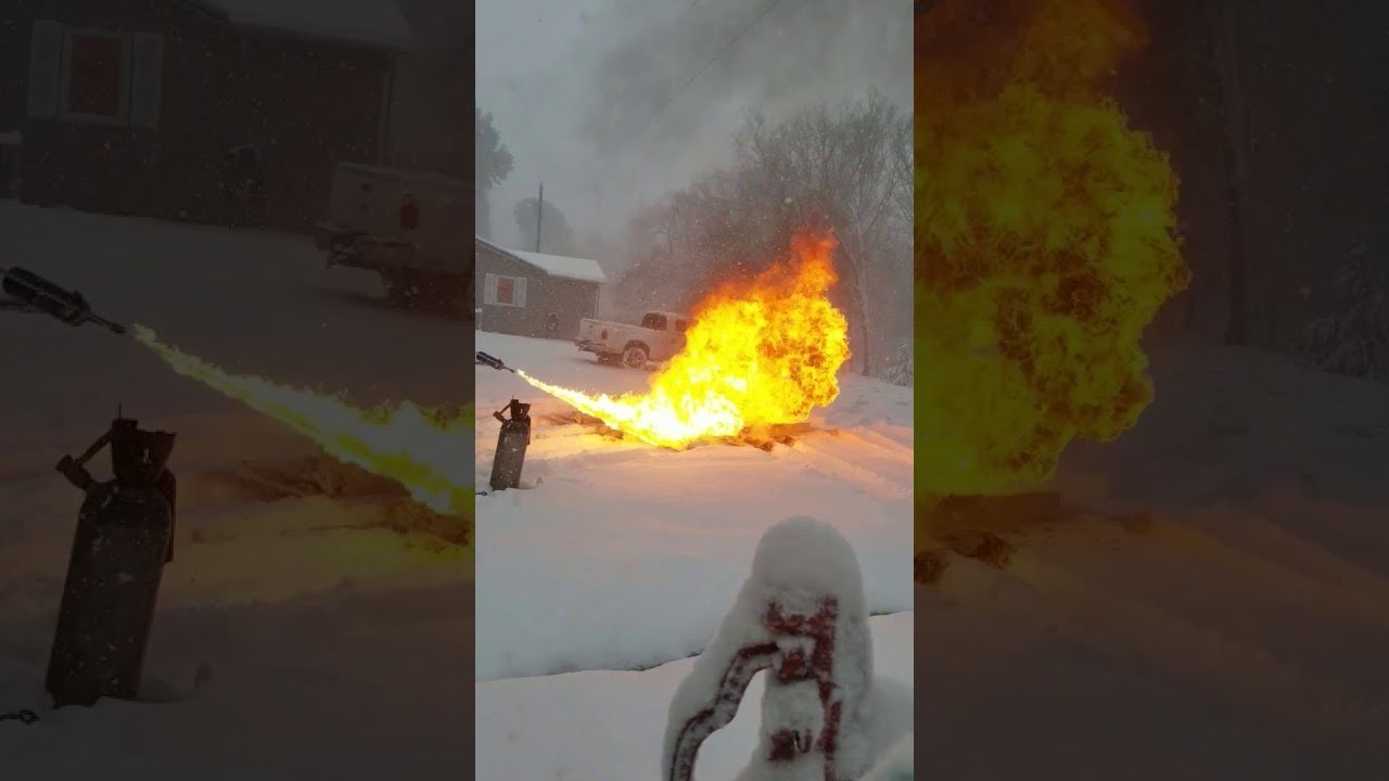 Flamethrower for Fast Snow Removal || ViralHog
