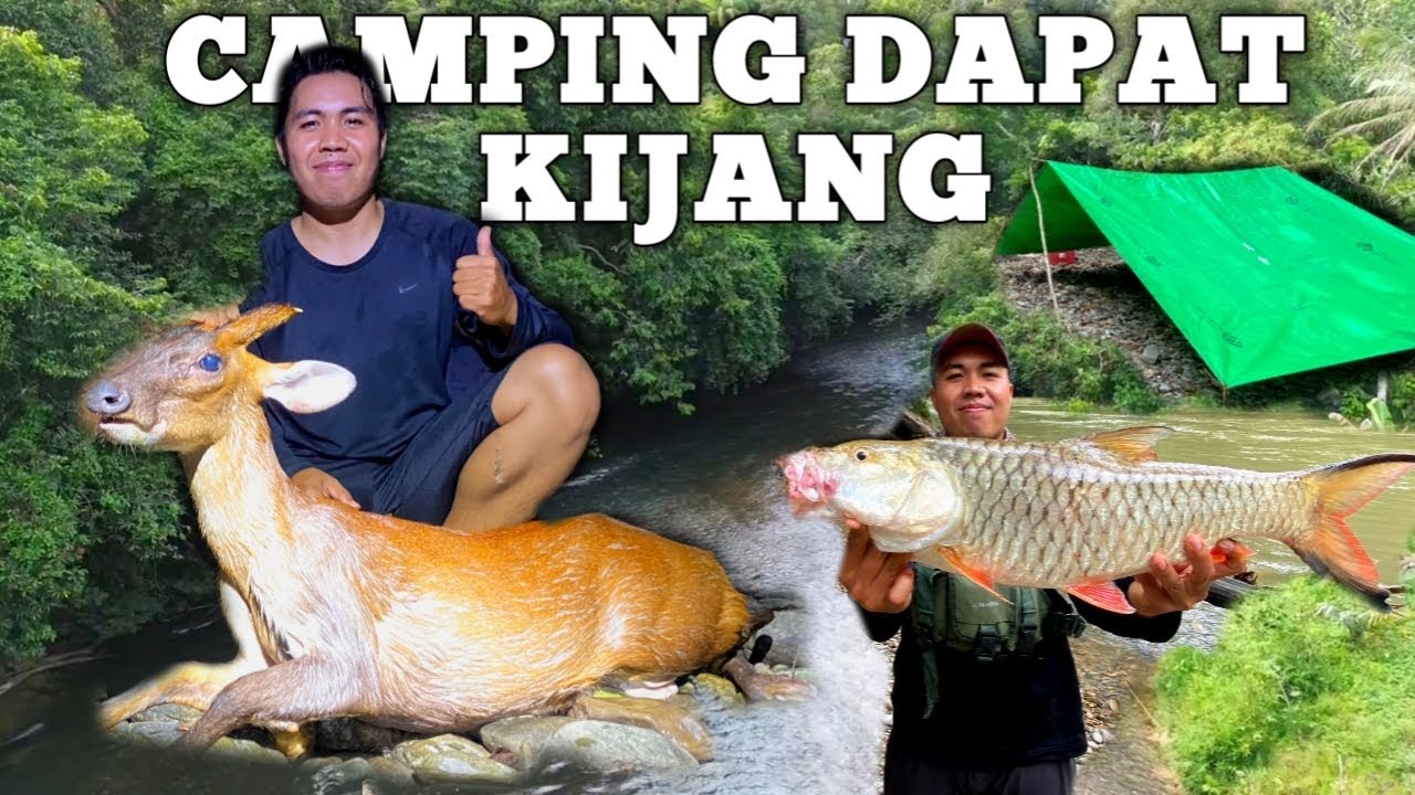 Camping hujan deras dapat kijang fishing pertualangan dalam hutan bermalam masak dan makan 