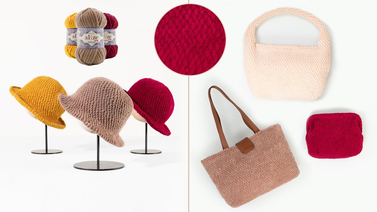 Alize Velluto ile Şapka ve Çanta Yapımı  | Crochet Hat and Bag Tutorial | Вязание Шапки и Сумки