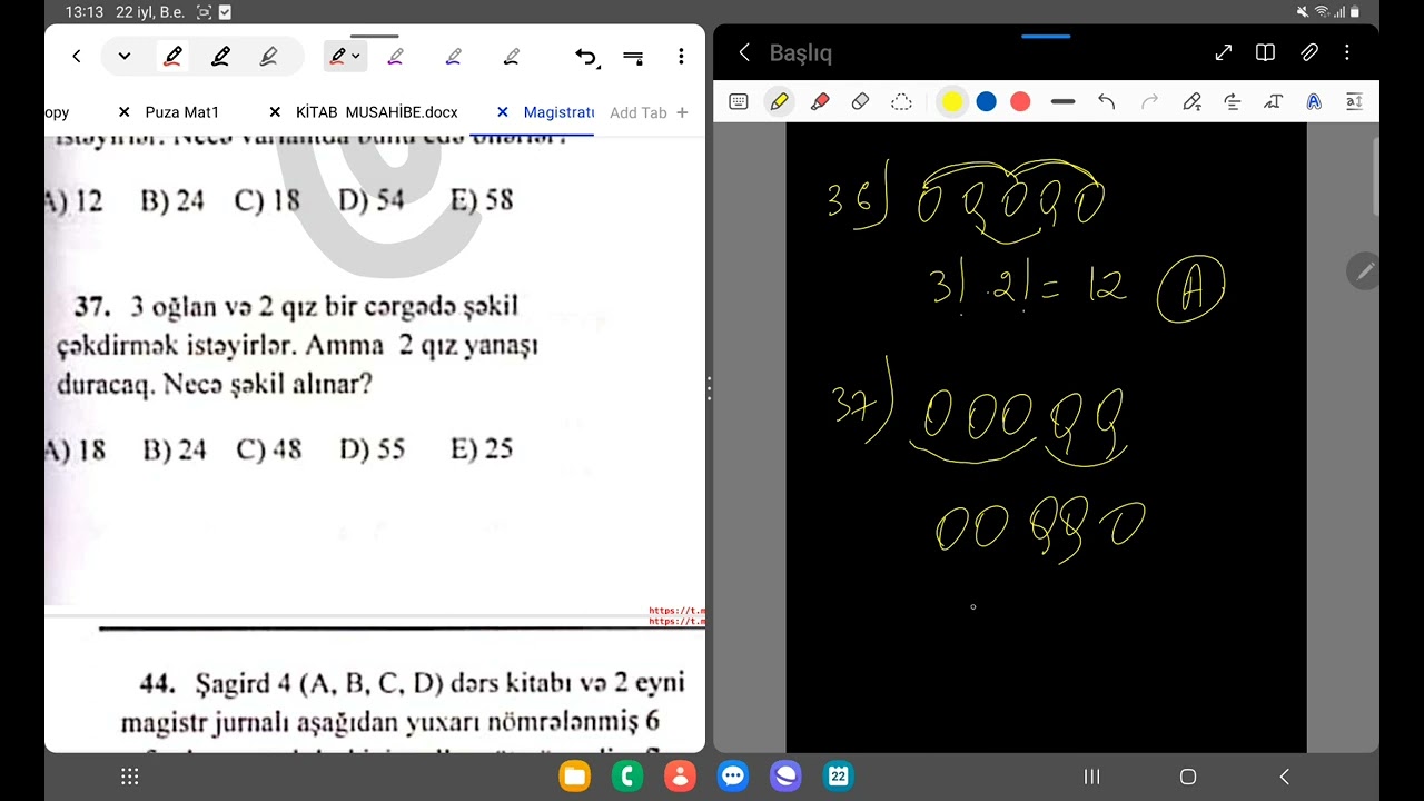 Çox-çox lazımlı ehtimal məsələləri, dərslərə qeydiyyat üçün 0773540955