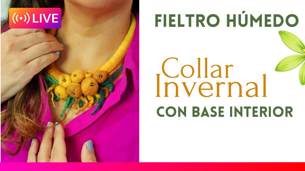 Collar invernal en Fieltro humedo, vellon merino / Winter Necklace, Wet felting, Merino Wool