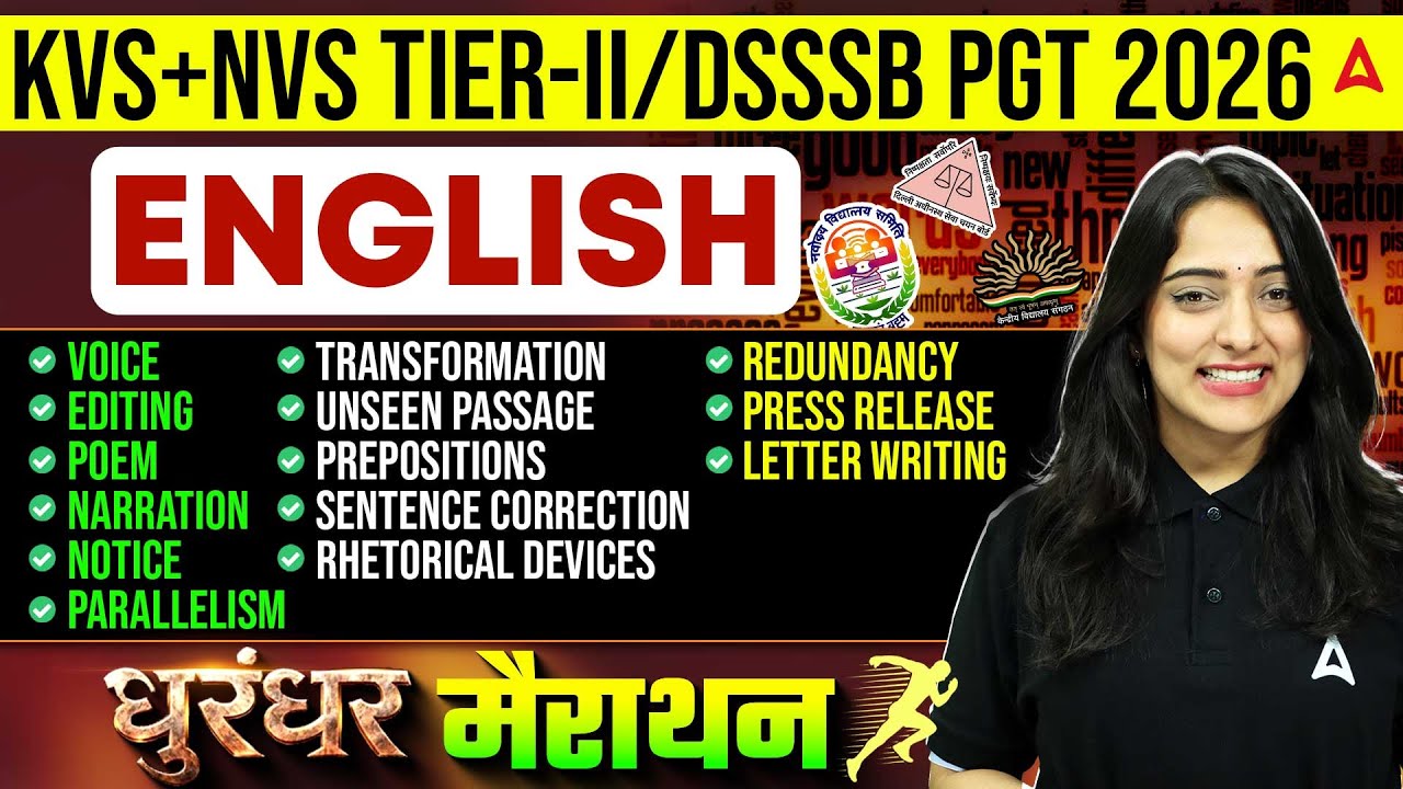 KVS NVS PGT English Marathon | DSSSB PGT 2026 English Complete Grammar & Writing Marathon Nidhi Mam