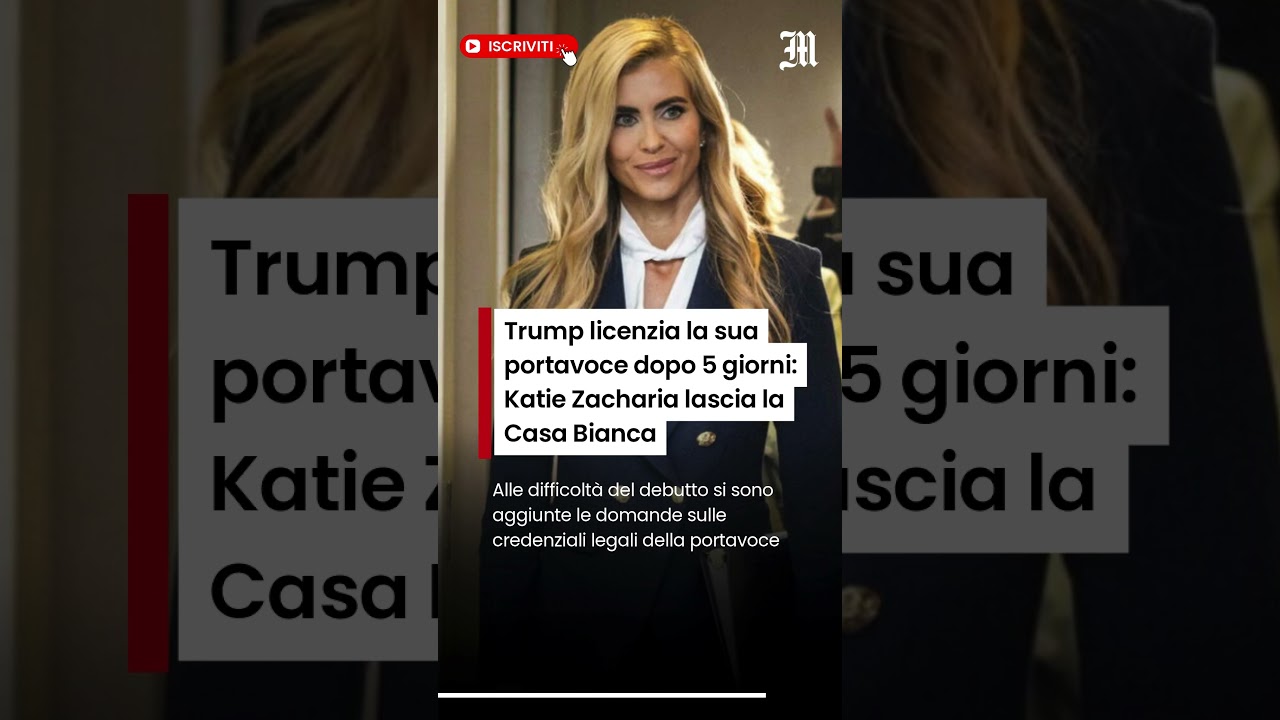 Trump licenzia la sua portavoce dopo 5 giorni: Katie Zacharia lascia la Casa Bianca