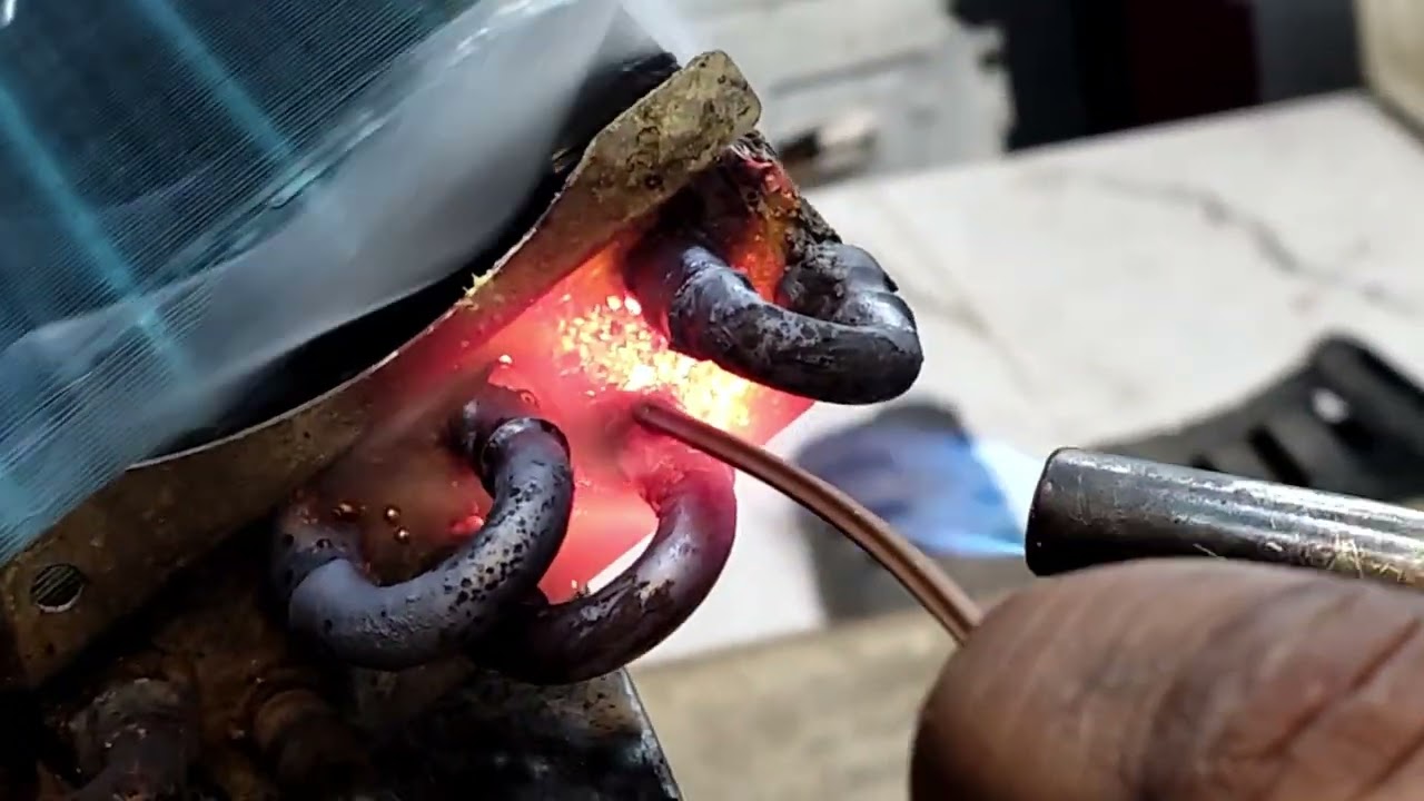 AC ki coolig coil welding kaise karen dekhen \\AC COOLING COIL REPAIR