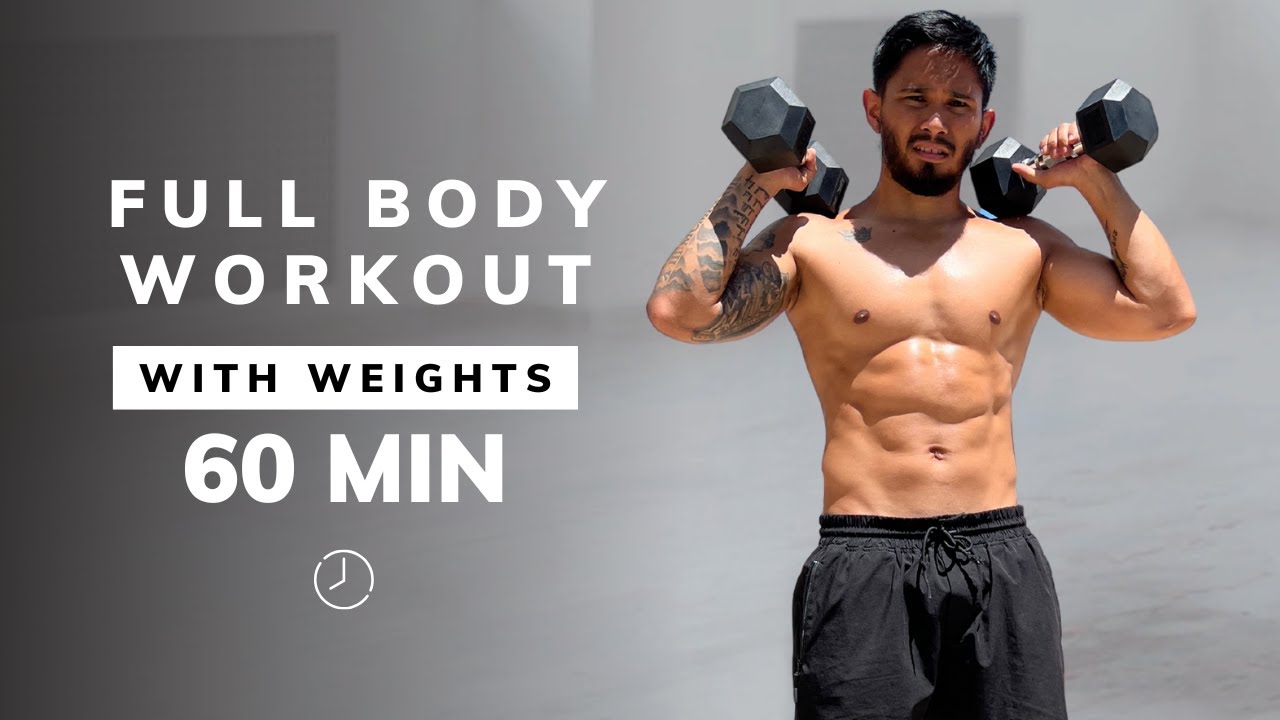 60 Minute Full Body With Weights - Dumbbell Strength Workout At Home (INTERMEDIATE)
