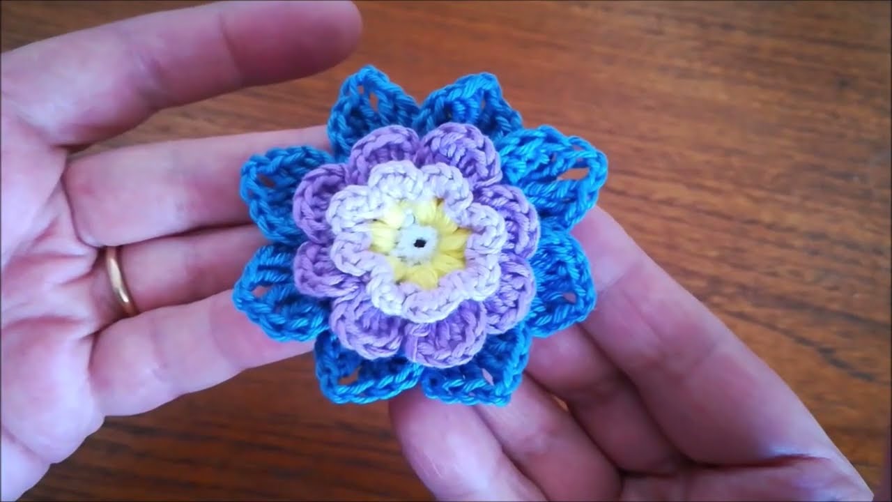 Crochet multicolor flower tutorial