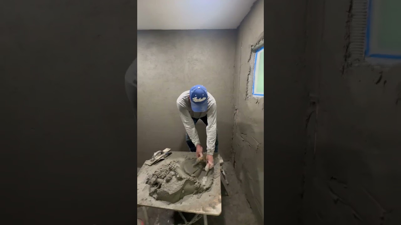 Floating Shower Walls With Cement Brown Coat ✔️#diy #tutorial #construction #cement #howto #fyp