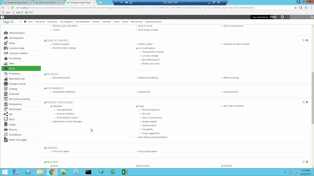 Manual Stock counts in Sage X3