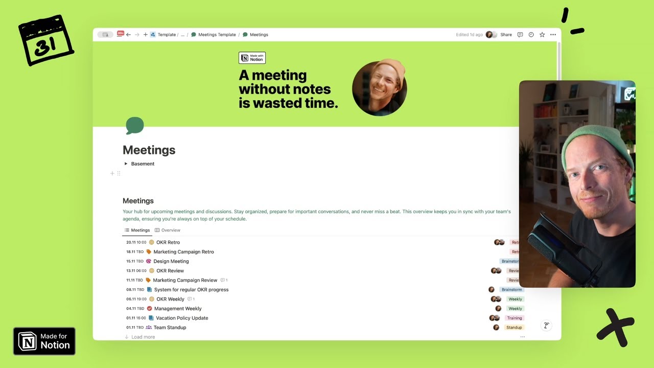 📆 FREE Notion Meetings Template Intro