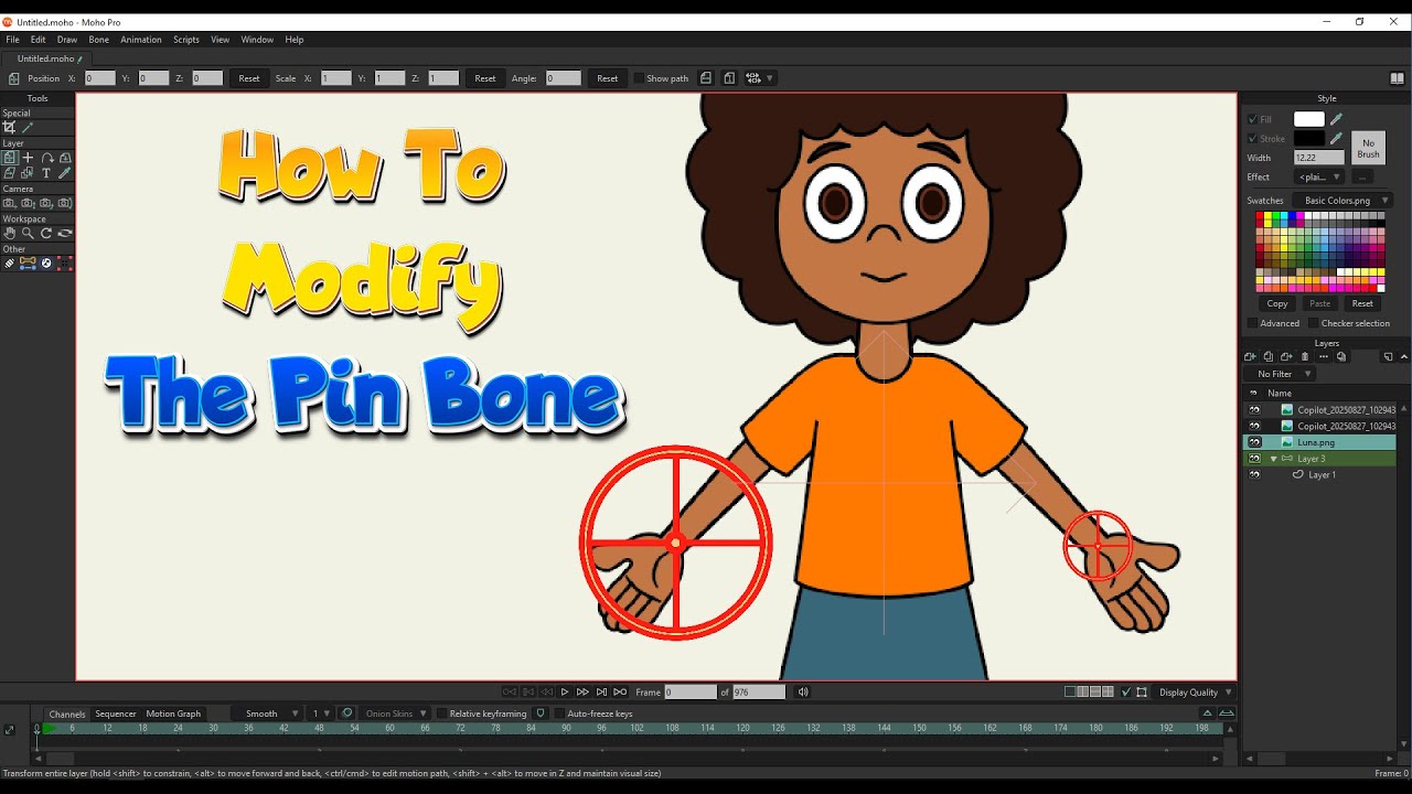 How to Modify the Pin Bone | Moho | Rigged Animation