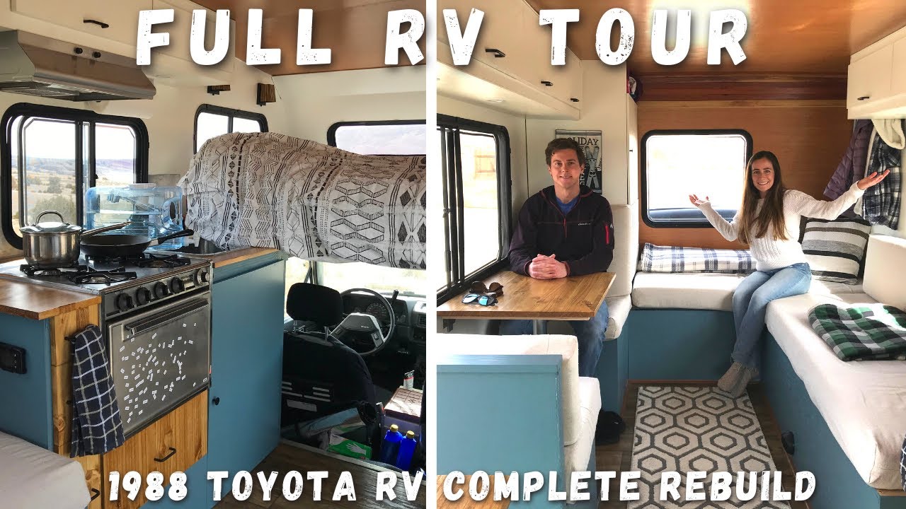 FULL TOUR OF OUR 1988 TOYOTA DOLPHIN OFF-GRID CAMPER VAN || COMPLETE GUT AND REBUILD