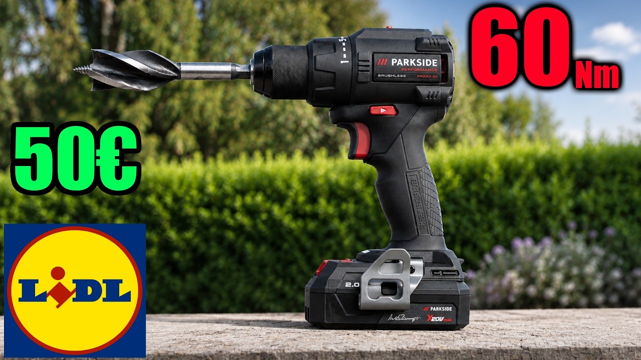 LIDL Akumulatorowa wiertarko-wkrętarka PARKSIDE PERFORMANCE 60Nm brushless PPABSS 20 LI A1