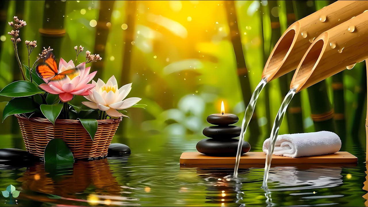 Bamboo Water Fountain 🌿 Deep Sleep Music | Calming Piano, Water & Bird Sounds