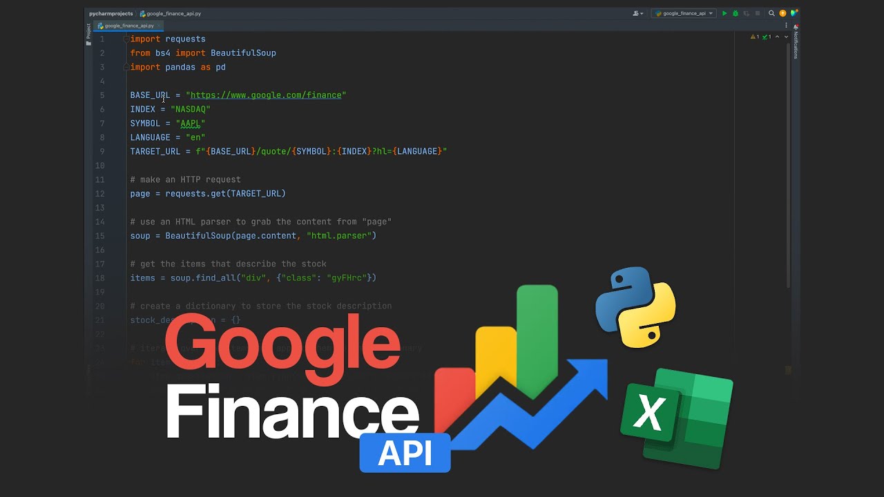 How to use the Google Finance API in Python & Excel