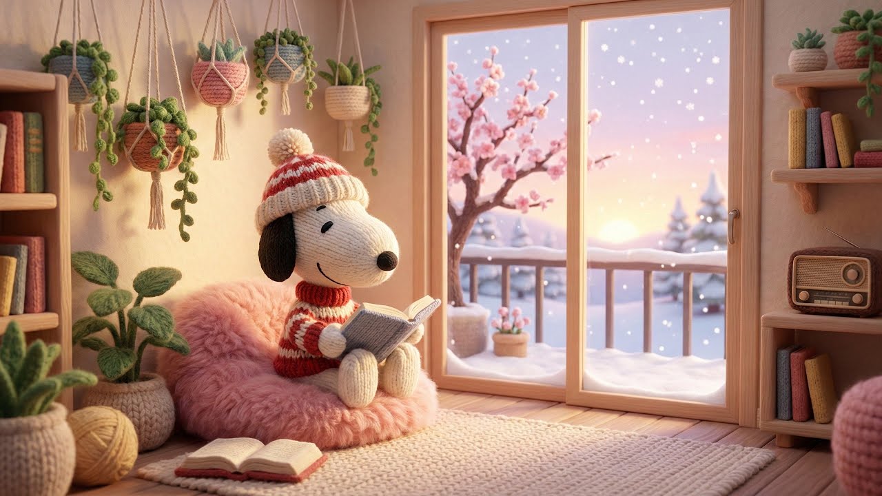 Cozy Winter Reading with Snoopy ☕❄️ Relaxing Lofi Beats for Study, Focus & Calm