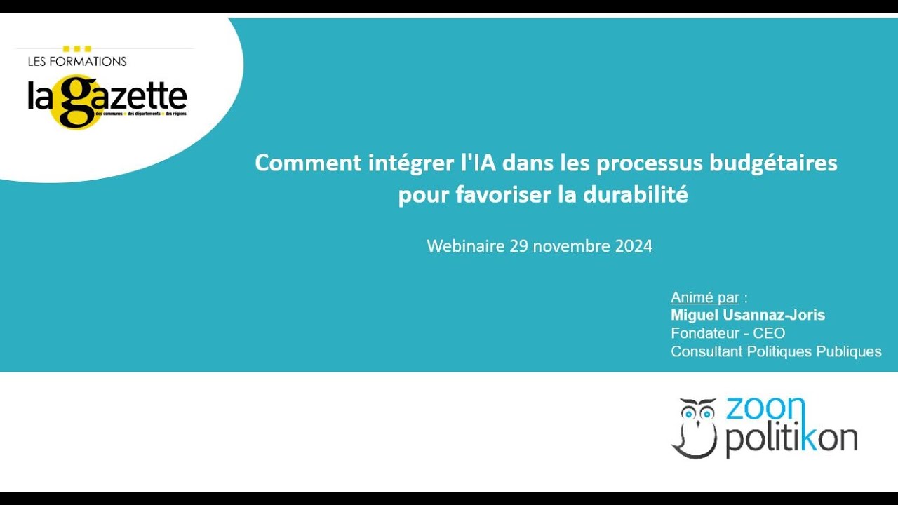 WEBINAIRE | Comment intégrer l'IA dans les processus budgétaires pour favoriser la durabilité ?