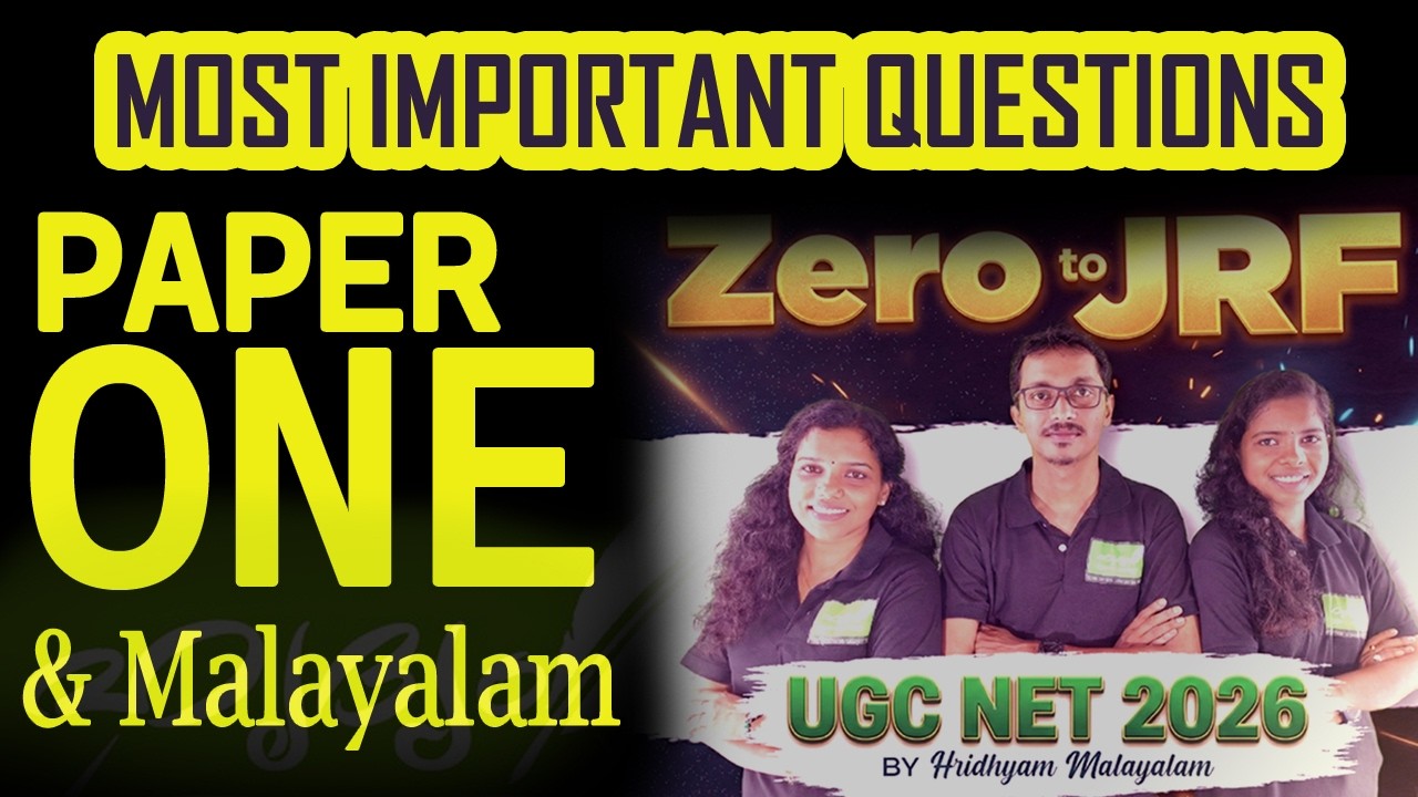 UGC NET Paper 1 & Malayalam I Most Important Questions I Zero to JRF