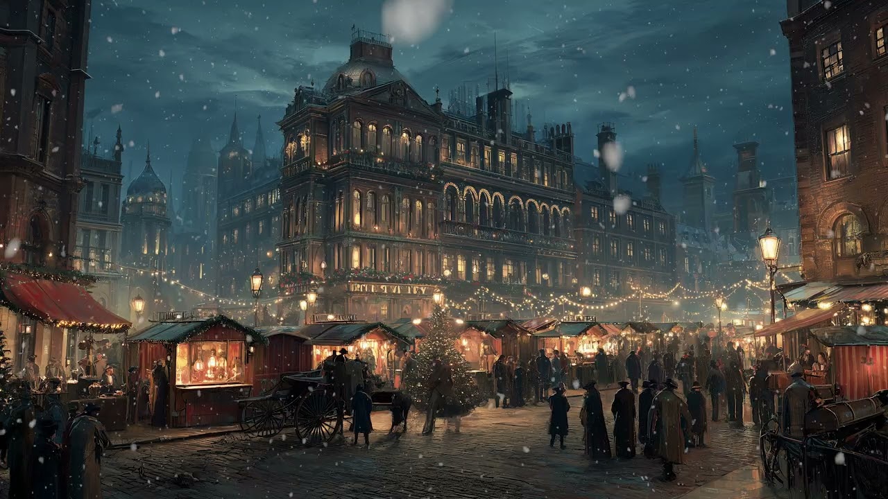Old Christmas Market in Victorian London – Dark Academia Ambience