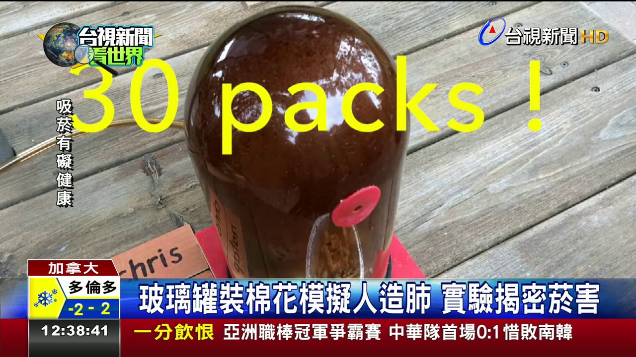 還敢抽嗎?月抽30包菸人造肺布滿焦油