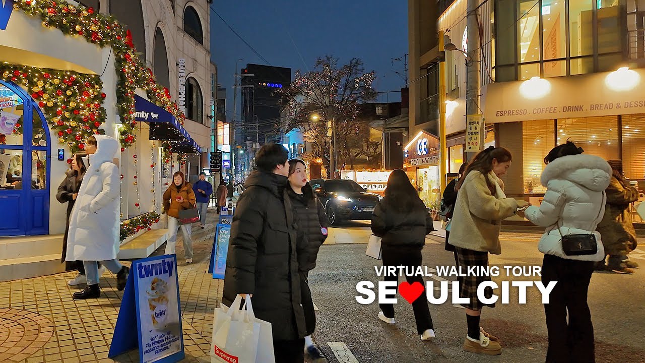 Seoul Evening Walk, Gangnam Apgujeong Rodeo Street, South Korea, Travel, 4K