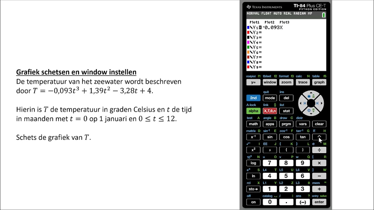 Grafiek schetsen en window instellen (TI-84 Plus CE-T)