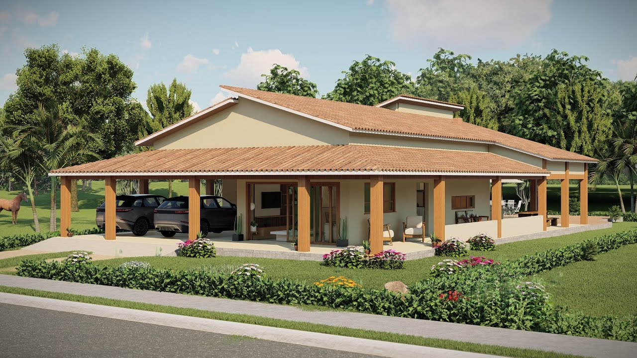Casa de Campo 3 quartos - Compre o Projeto na Descrição - P432