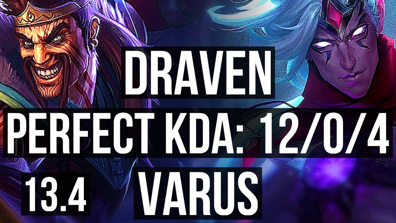 DRAVEN & Nautilus vs VARUS & Amumu (ADC) | 12/0/4, Rank 4 Draven, Legendary | KR Challenger | 13.4