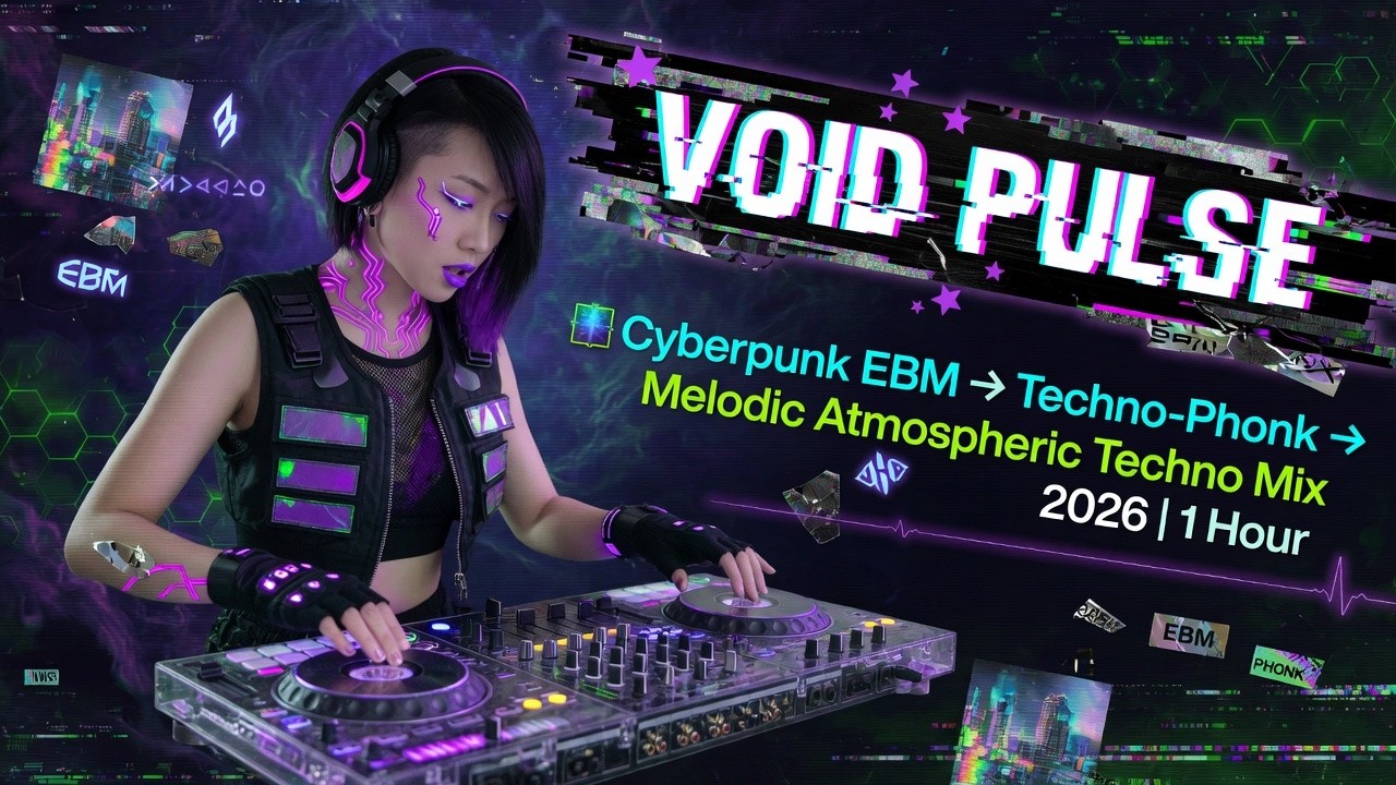 VOID PULSE 🌌 Cyberpunk EBM &rarr; Techno-Phonk &rarr; Melodic Atmospheric Techno Mix 2026 | 1 Hour