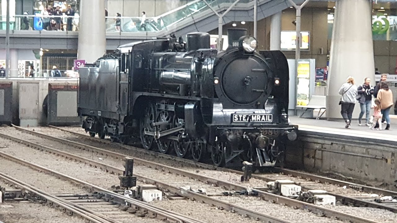 Steamrail A&sup2; 986 steam train  Rail & Sail with Port Phillip Ferries