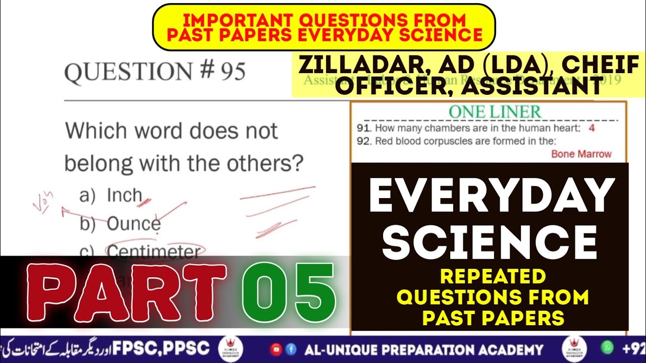Everyday Science Past Papers Solved! 🔥 Part 5 (Questions 81-100) | CSS, FPSC, PPSC, NTS, PMS Exam