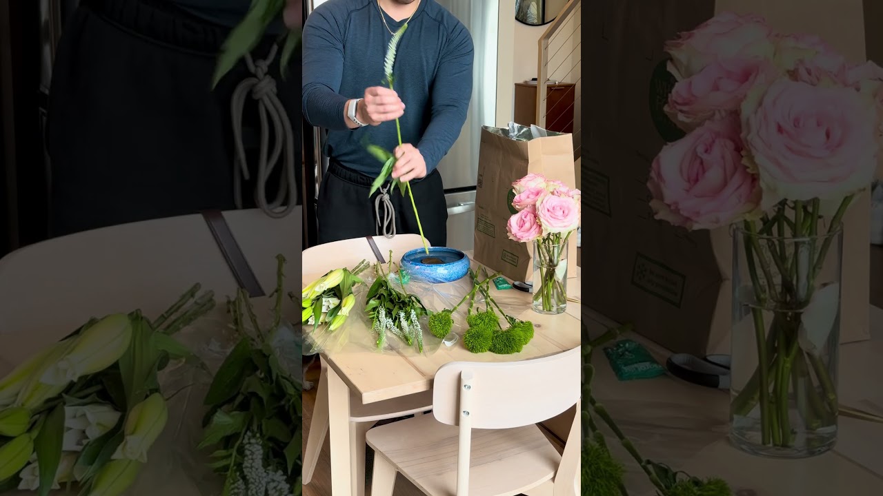 Ikebana with Trader Joe&rsquo;s flowers #aesthetic #japandi #homedecor #floraldesign #plants #flowers