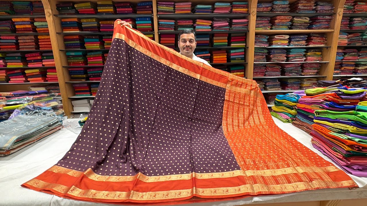 JUST BEAUTIFUL😍🚨Bangalore Malleshwaram Tussar Silk, Semi Crepe & Gifting Sarees with Free Shipping.