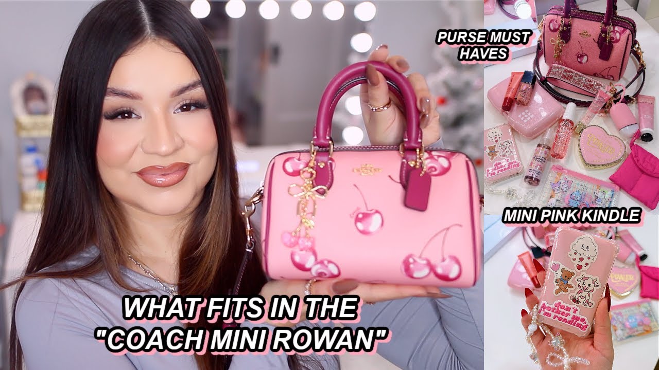 WHAT'S IN MY BAG 🍒 COACH CHERRY MINI ROWAN | PURSE MUST HAVES + MINI 