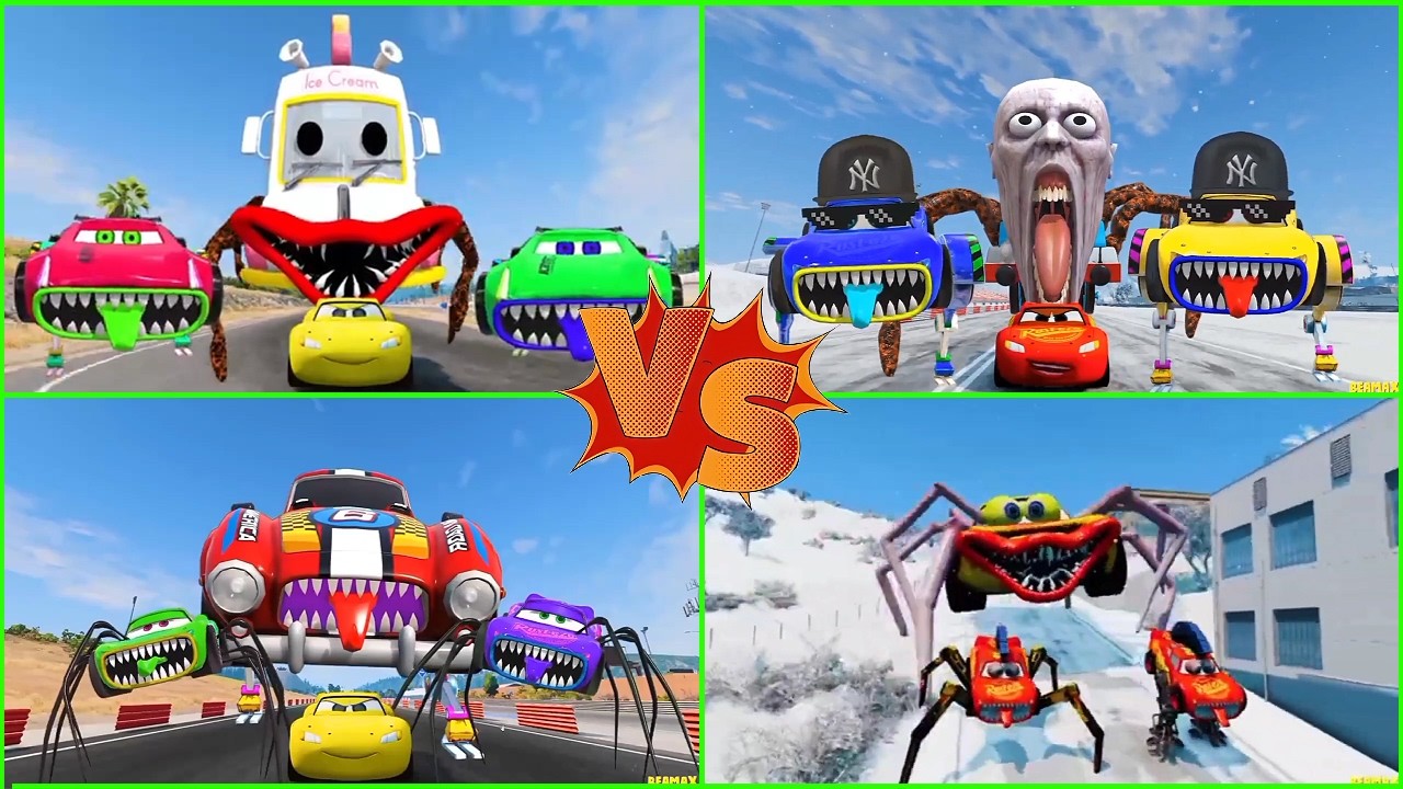 ULTIMATE CAR BATTLE! 🚗🔥 McQueen Eater vs Mega Monster Trucks | GTA 5 FIGHT