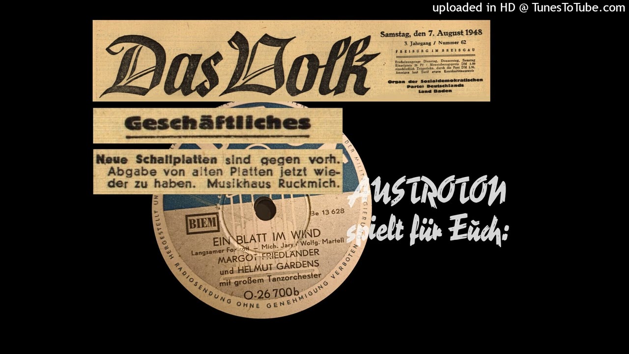 Gr. Tanzorch. Helmut Gardens, Margot Friedl&auml;nder: Ein Blatt im Wind - lgs. Foxtr. (Berlin 1948)