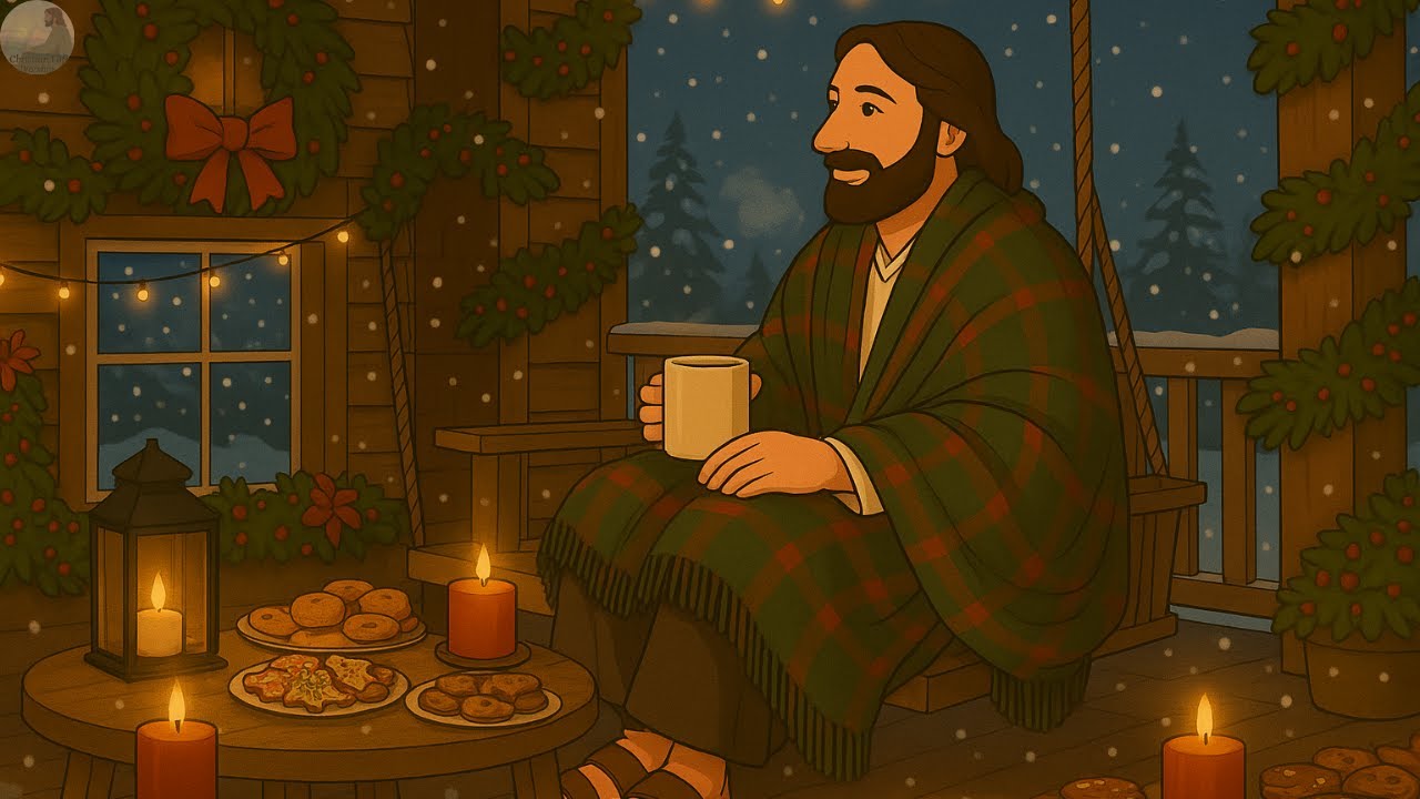 Cozy Porch with Jesus ❄️ | Peaceful 4K Lo-Fi Christian Worship for Rest & Reflection