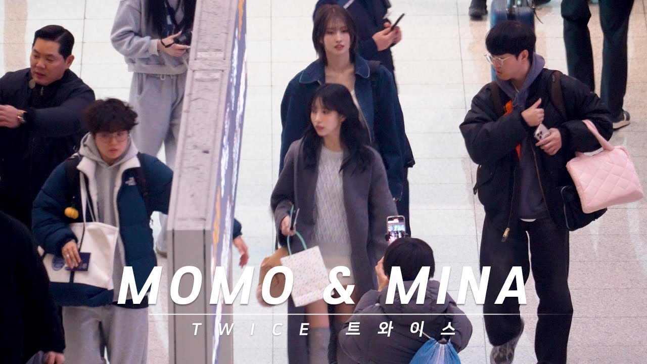 mina & momo inside airport TWICE(트와이스) departure 4K 250224