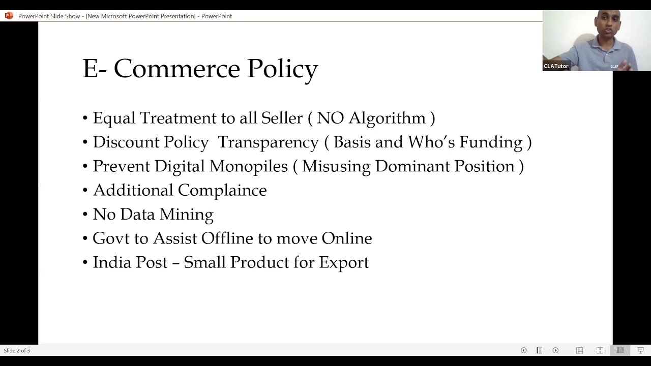 1. E - Commerce Policy, 2021