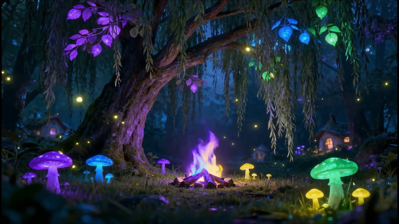 3 Hours of Crackling Fire ASMR – Fairy Forest Campfire Sleep Ambience